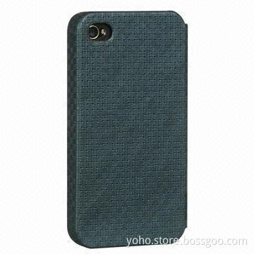 Case for iPhone 4/4S, Made of PC, Black Soft Leather Materials, Any Colors and Logos Available